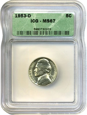image for: 1953-D 5c ICG MS67