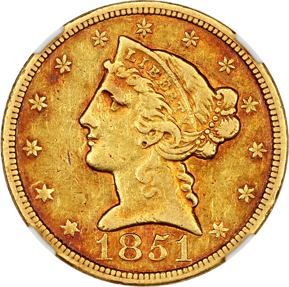 image for: 1851-C $5 NGC XF45