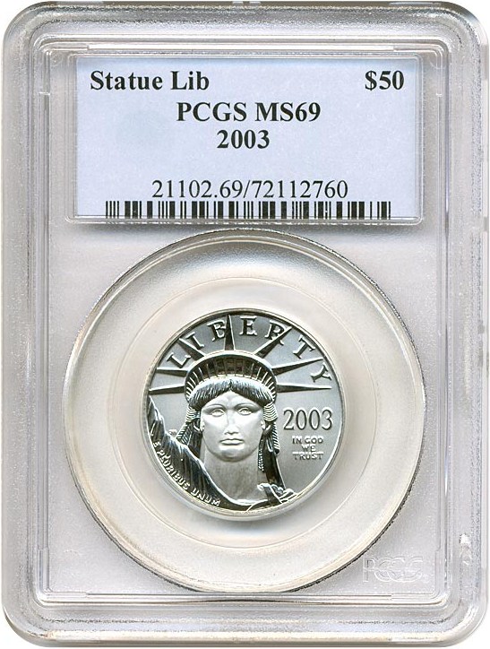 image for: 2003 $50 Platinum Eagle PCGS MS69 
