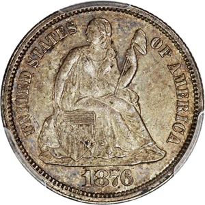 image for: 1876 10c PCGS MS62