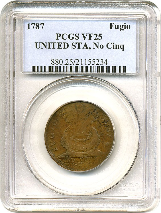 image for: 1787 Fugio UNITED STA, Cross-Afterdate, No Cinq PCGS VF25 BN