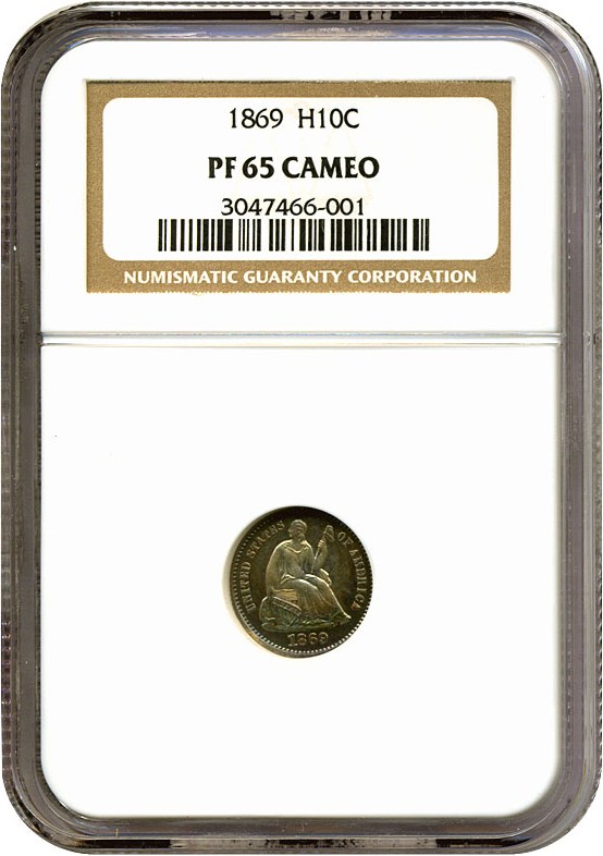 image for: 1869 H10C  NGC Proof 65 Cameo