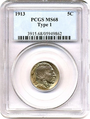 image for: 1913 5c Type 1 PCGS MS68