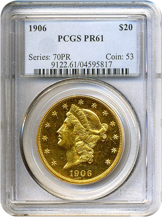 image for: 1906 $20  PCGS Proof 61