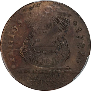 image for: 1787 Fugio PCGS AU58 (Cinquefoils, STATES UNITED)