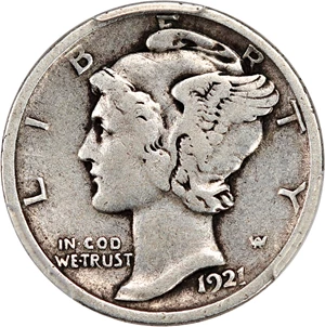 image for: 1921-D 10c PCGS F15