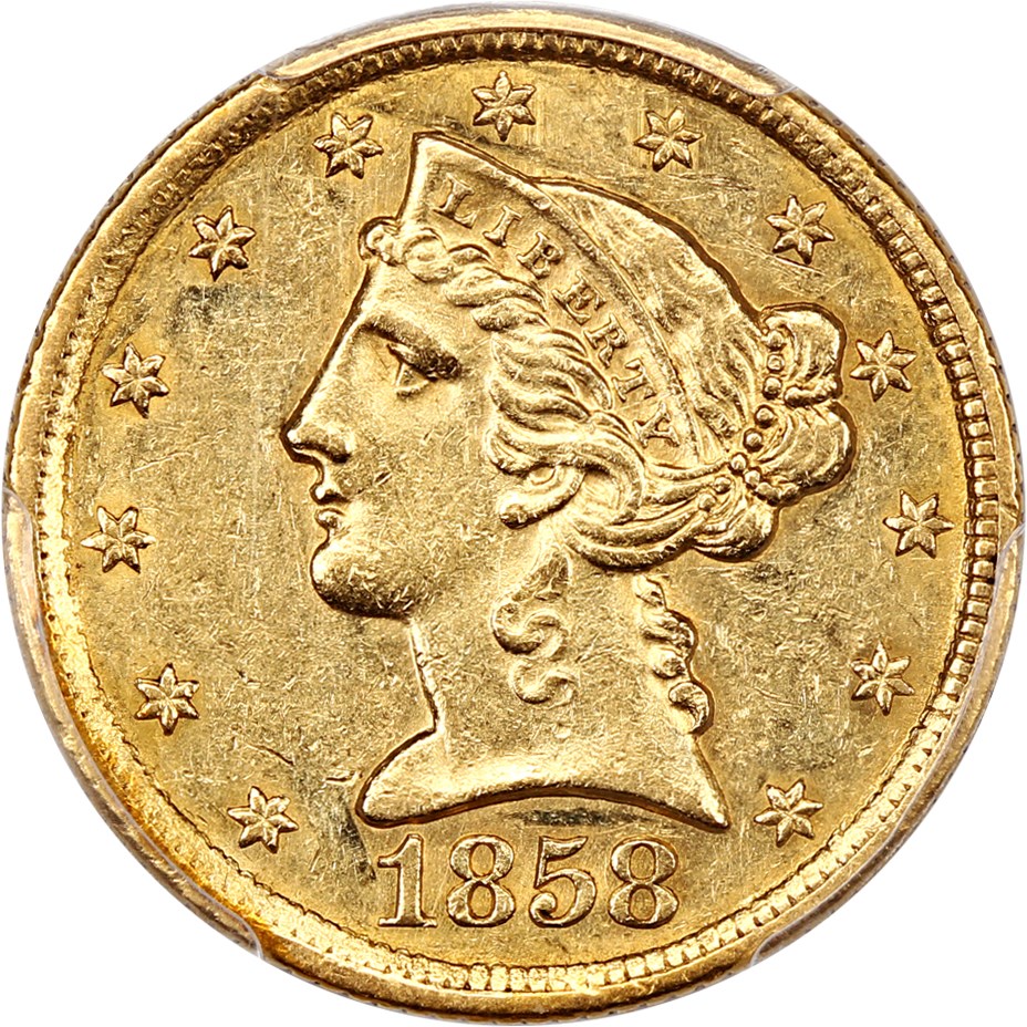 image for: 1858-C $5 PCGS AU55