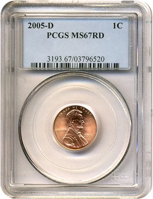 image for: 2005-D 1c PCGS MS67 RD