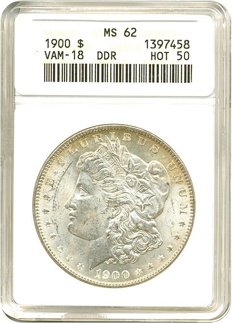 image for: Hot 50 VAM: 1900 $1 VAM 18  DDR ANACS MS62 