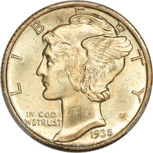 image for: 1935-S 10c PCGS MS65 FB