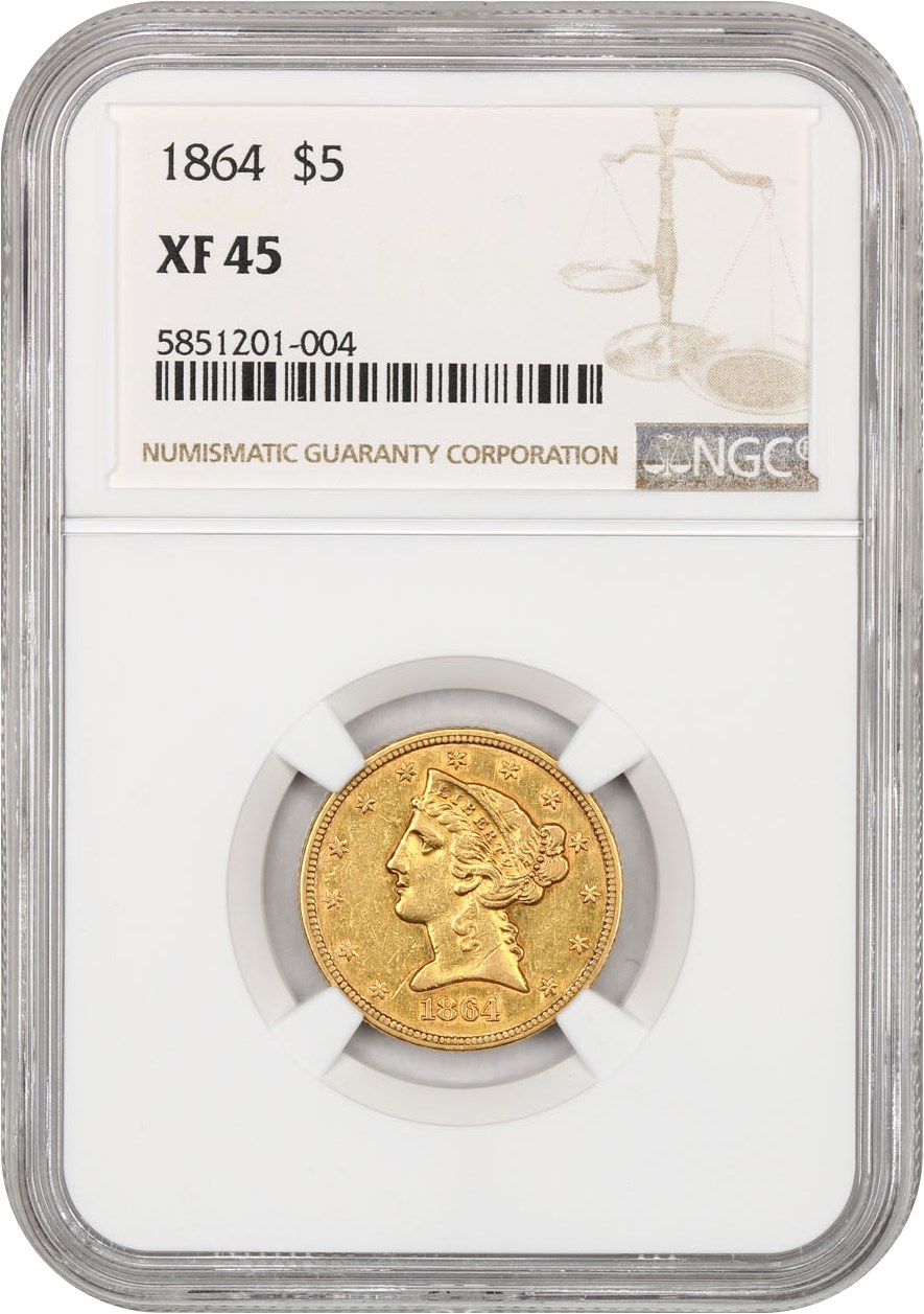 image for: 1864 $5 NGC XF45