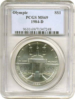 image for: 1984-D $1 Olympic PCGS MS69
