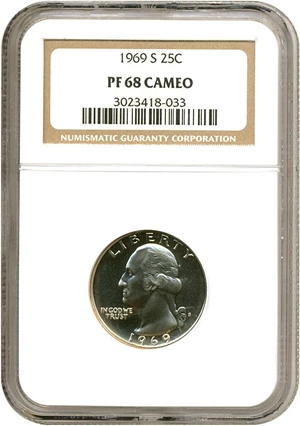 image for: 1969-S 25c NGC Proof 68