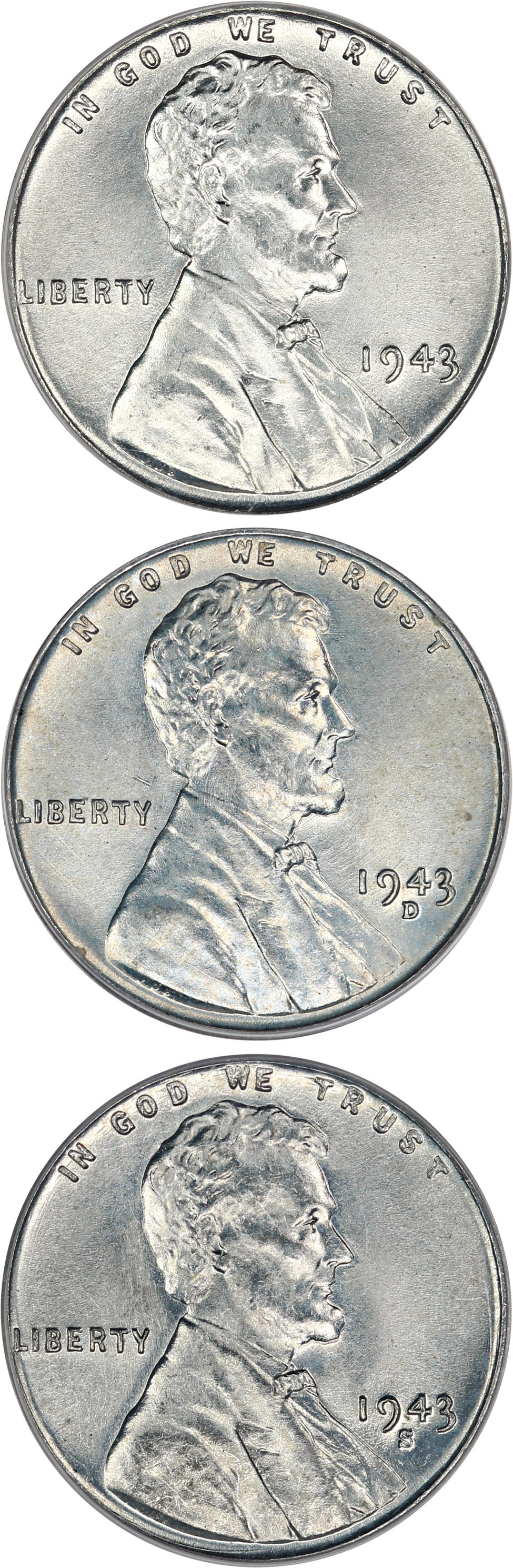 image for: 1943-PDS (3 Coin Set) 1c PCGS/CAC MS67