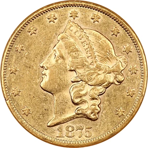 image for: 1875-CC $20 NGC AU50