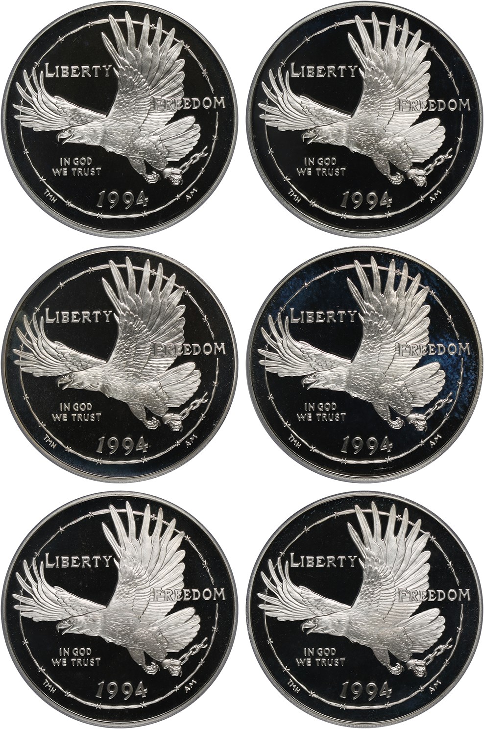 image for: Investor Lot: 1994-P Prisoner of War $1 PCGS Proof 69 DCAM (6 coins)