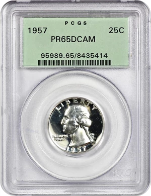 image for: 1957 25c PCGS Proof 65 DCAM (OGH)