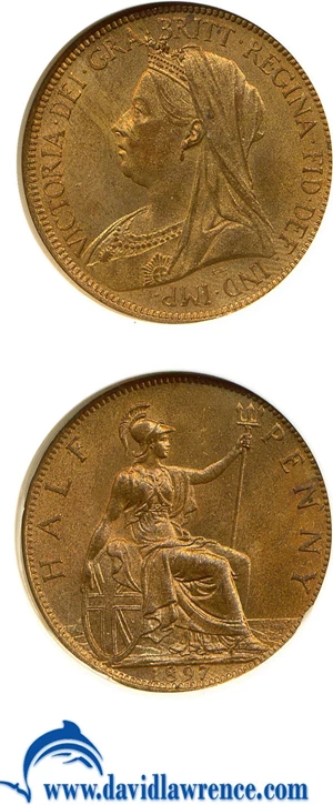 image for: Great Britain: 1897 1/2 P 'High Tide Level' NGC MS64 RB (S-3962)