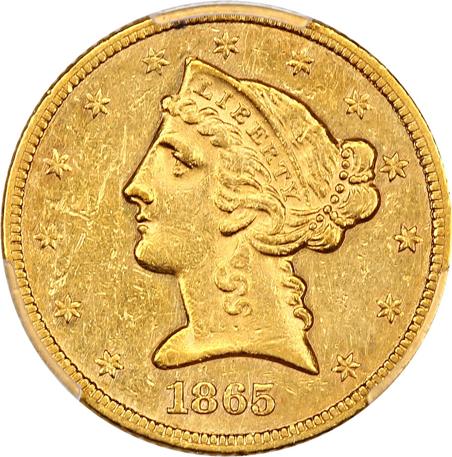 image for: 1865 $5 PCGS AU53
