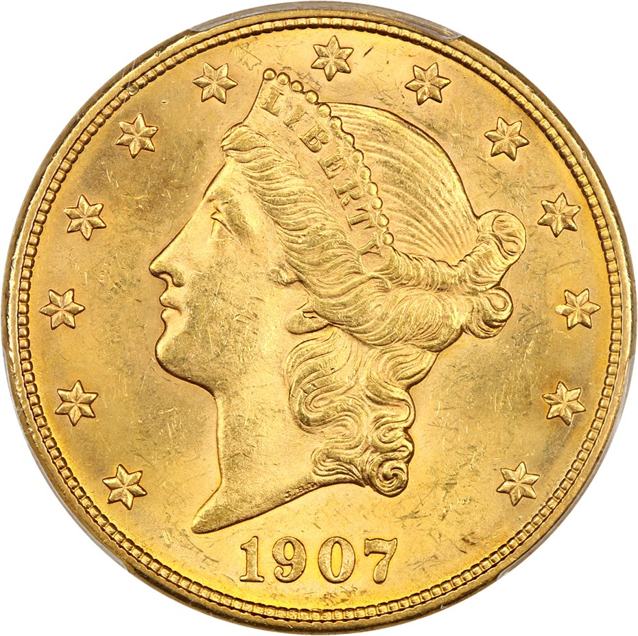 image for: 1907-D $20 PCGS MS64