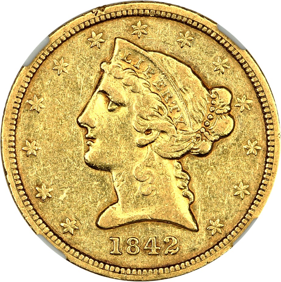 image for: 1842-D $5 NGC XF45 (Small Date)