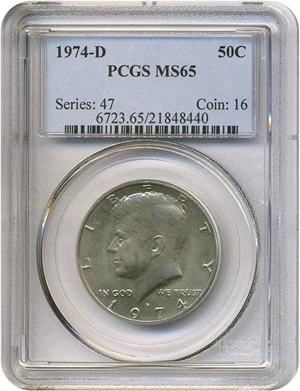 image for: 1974-D 50c PCGS MS65