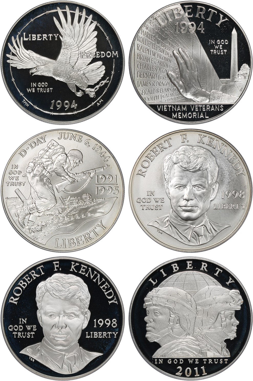 image for: Collector Lot: Patriotic Modern Commem $1 PCGS MS/PR 69 (6 coins)