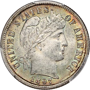 image for: 1897 10c PCGS MS64