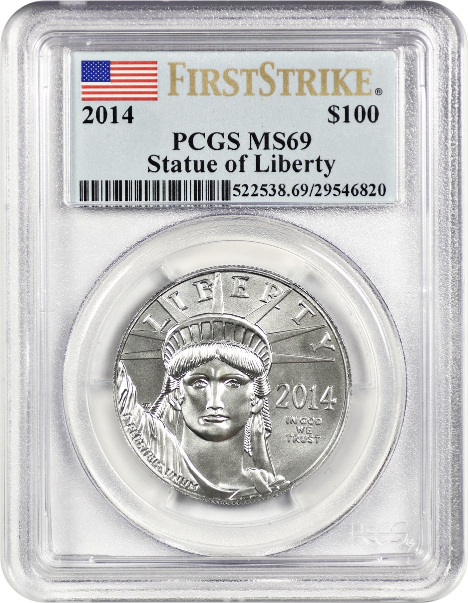 image for: 2014 Platinum Eagle $100 PCGS MS69 (First Strike)