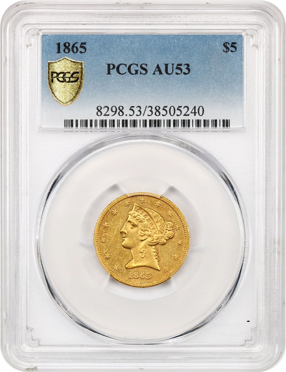 image for: 1865 $5 PCGS AU53