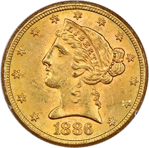 image for: 1886-S $5 PCGS MS60 (OGH Rattler Holder)