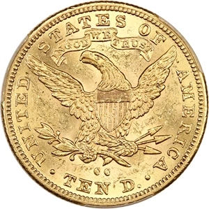 image for: 1890-CC $10 PCGS MS61