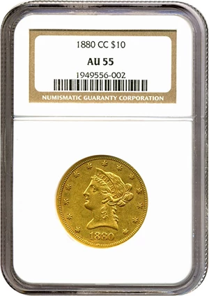 image for: 1880-CC $10 NGC AU55