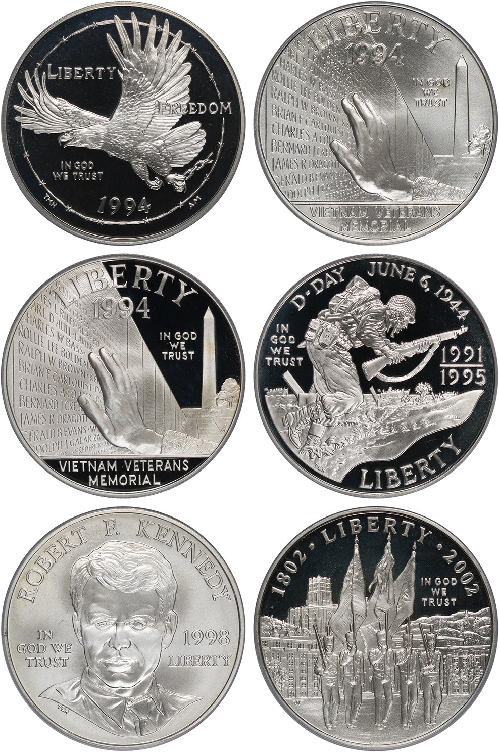 image for: Collector Lot: Patriotic Modern Commem $1 PCGS MS/PR 69 (6 coins)