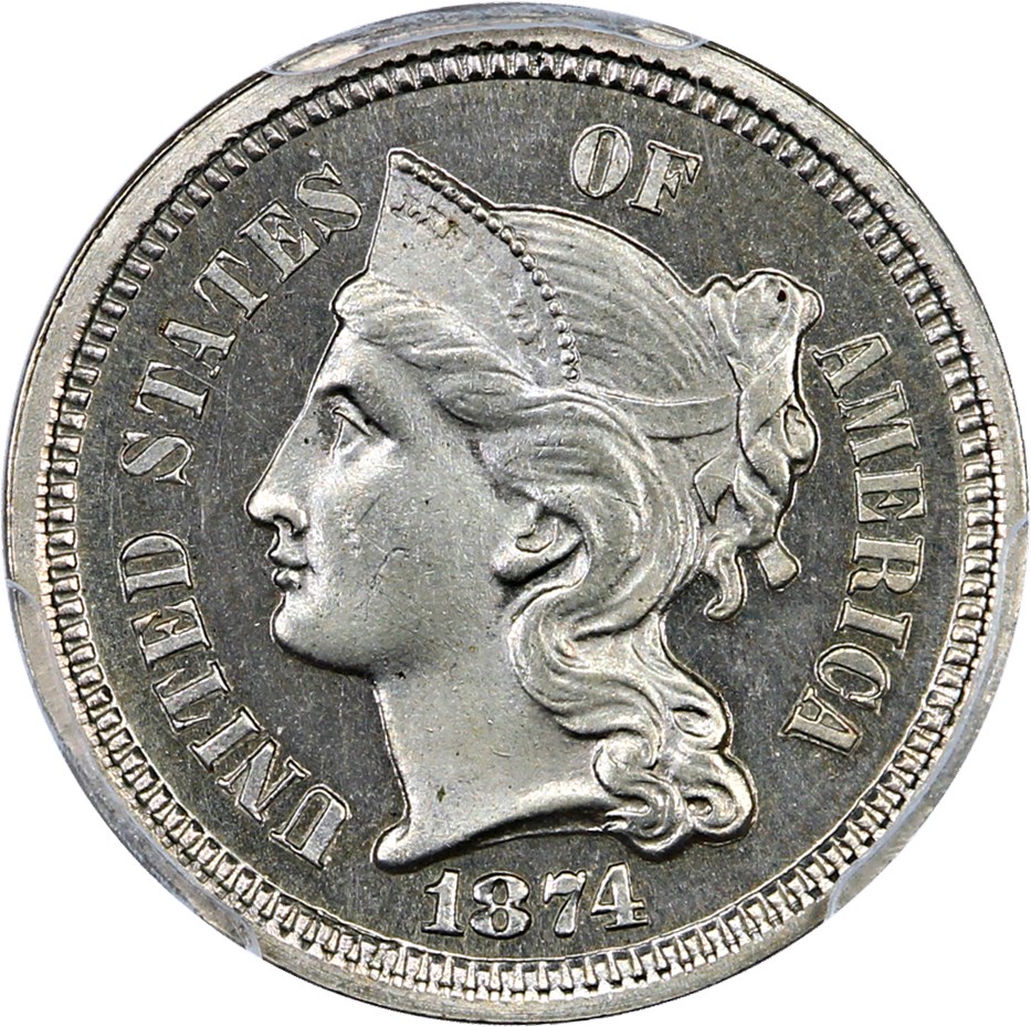 image for: 1874 3cN PCGS/CAC Proof 66