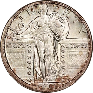 image for: 1917 Type 2 25c NGC/CAC AU58 FH