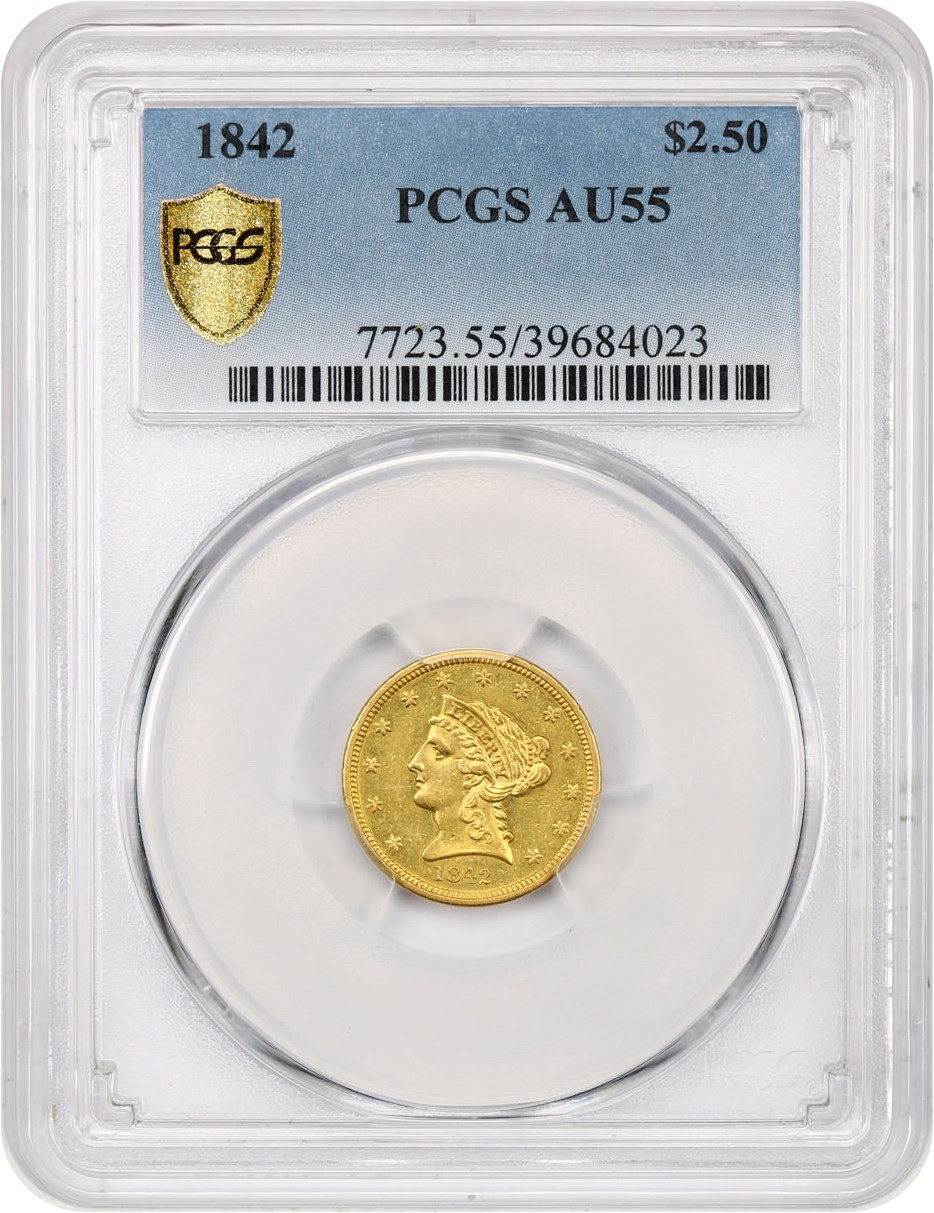 image for: 1842 $2 1/2 PCGS AU55