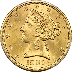 image for: 1902-S $5 PCGS/CAC MS64+
