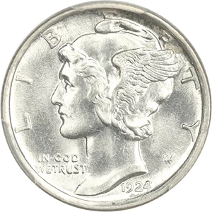 image for: 1924-D 10c PCGS MS62 FB