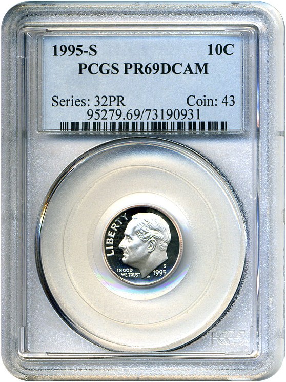 image for: 1995-S 10c  PCGS Proof 69 DCameo