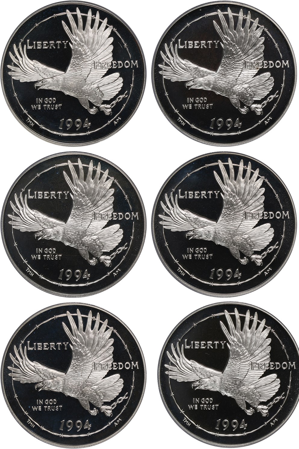 image for: Investor Lot: 1994 Prisoner of War $1 PCGS Proof 69 DCAM (6 coins)