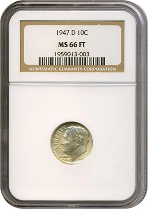 image for: 1947-D 10c NGC MS66 FB