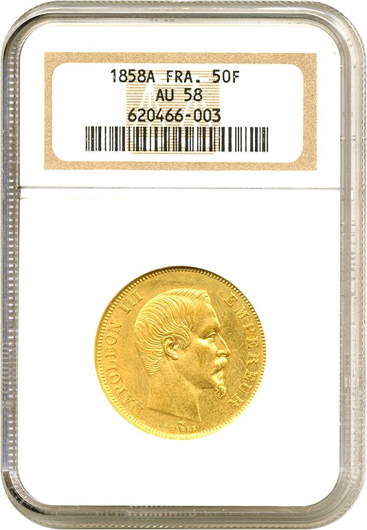 image for: France: 1858-A 50 Fr  NGC AU58 (KM-785.1)