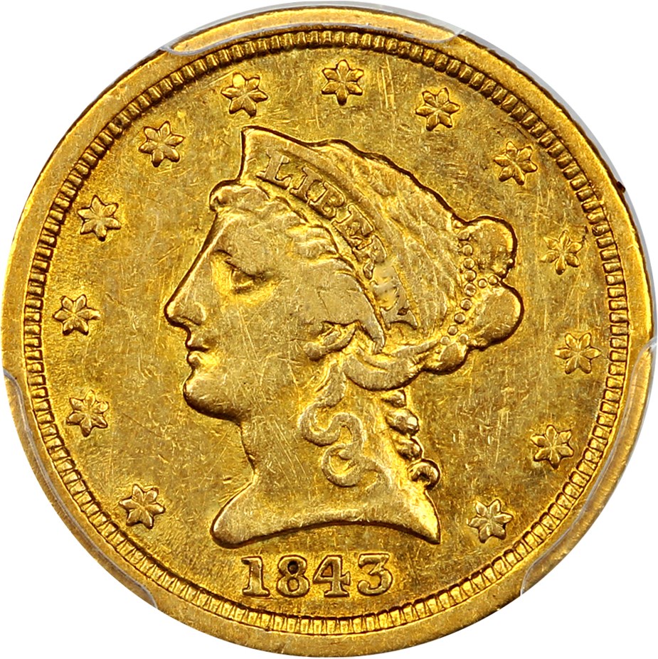 image for: 1843-D $2 1/2 PCGS VF35 (Large D)