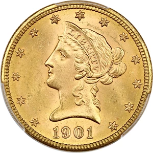 image for: 1901-S $10 PCGS/CAC MS64+