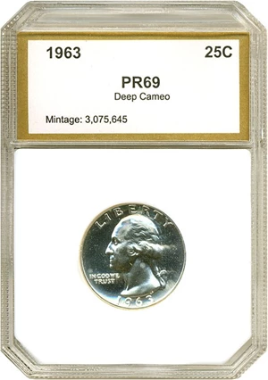 image for: 1963 25c PCI Proof 69 DCameo