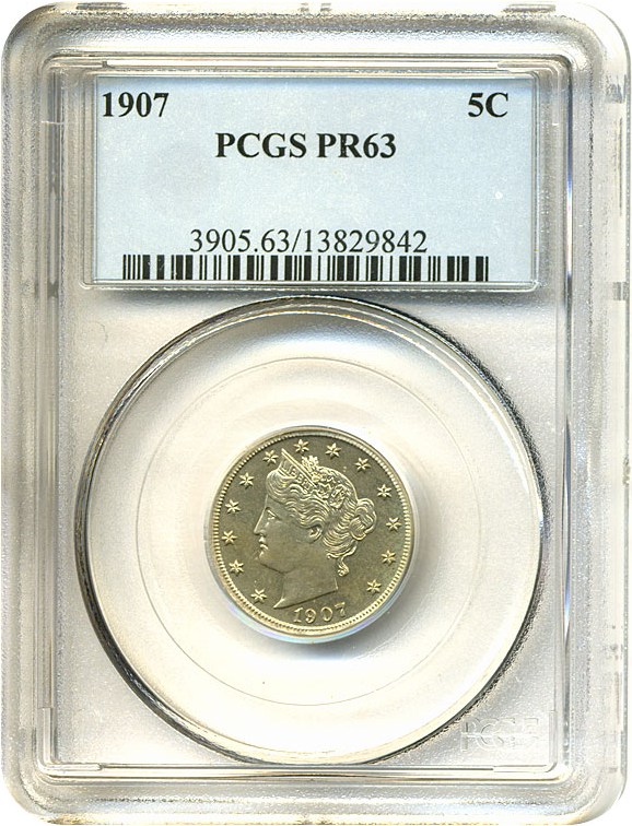 image for: 1907 5c  PCGS Proof 63