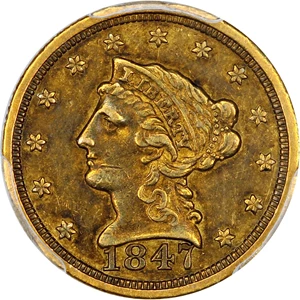 image for: 1847-C $2 1/2 PCGS AU50