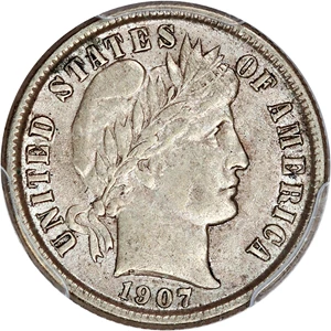 image for: 1907-O 10c PCGS AU55