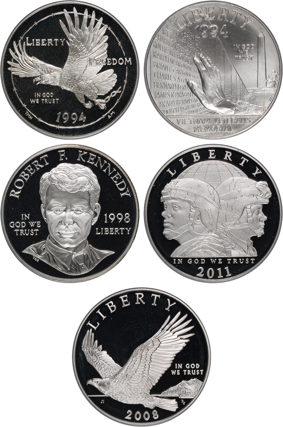 image for: Collector Lot: Patriotic Modern Commem $1 PCGS MS/PR 69 (5 coins)